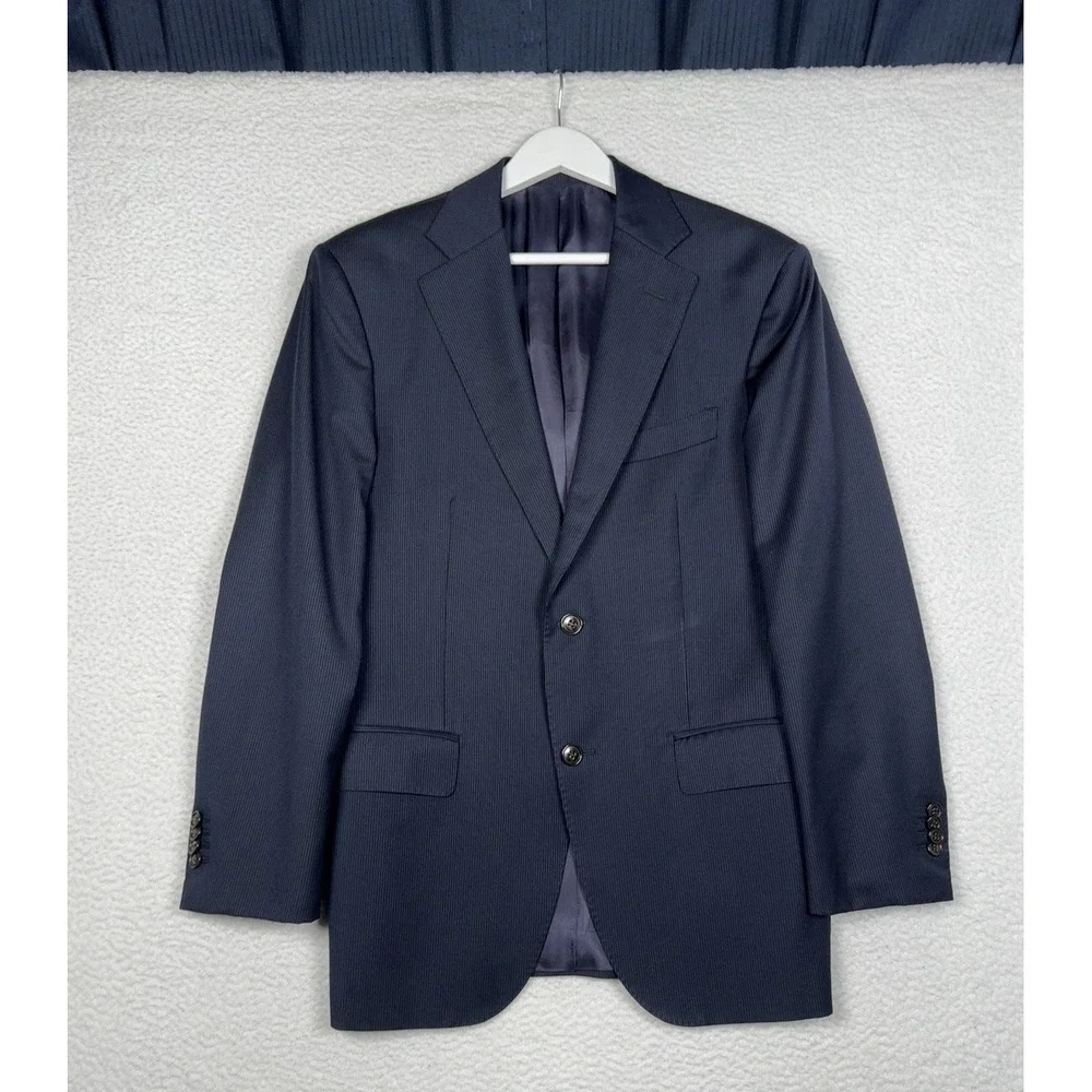 SUITSUPPLY Pure Wool Super 110's Blazer Jacket - Navy Blue Striped -UK 38 EUR 48