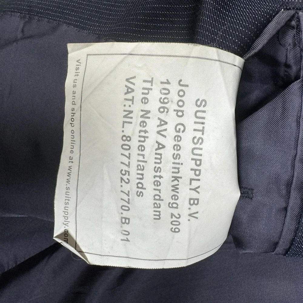 SUITSUPPLY Pure Wool Super 110's Blazer Jacket - Navy Blue Striped -UK 38 EUR 48