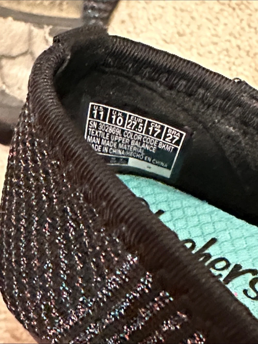 Skechers Black Sparkle Knit Mary Jane with Aqua Insole