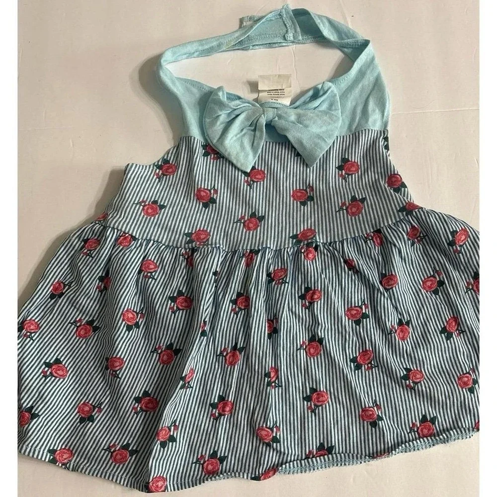 Dog Blue Flower Pattern Dress / Top With Bow (XL) Five Below