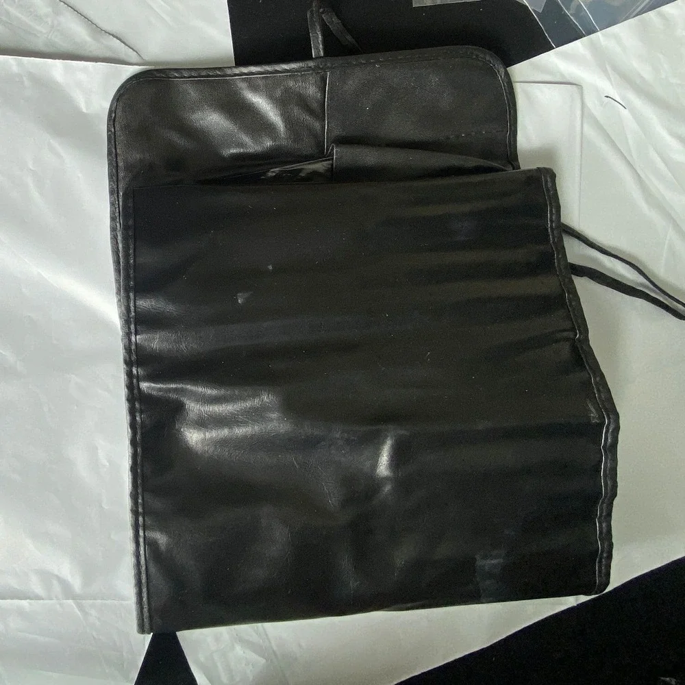 Black Faux Leather Makeup Brush Holder Roll‎ Organizer Bag Pouch