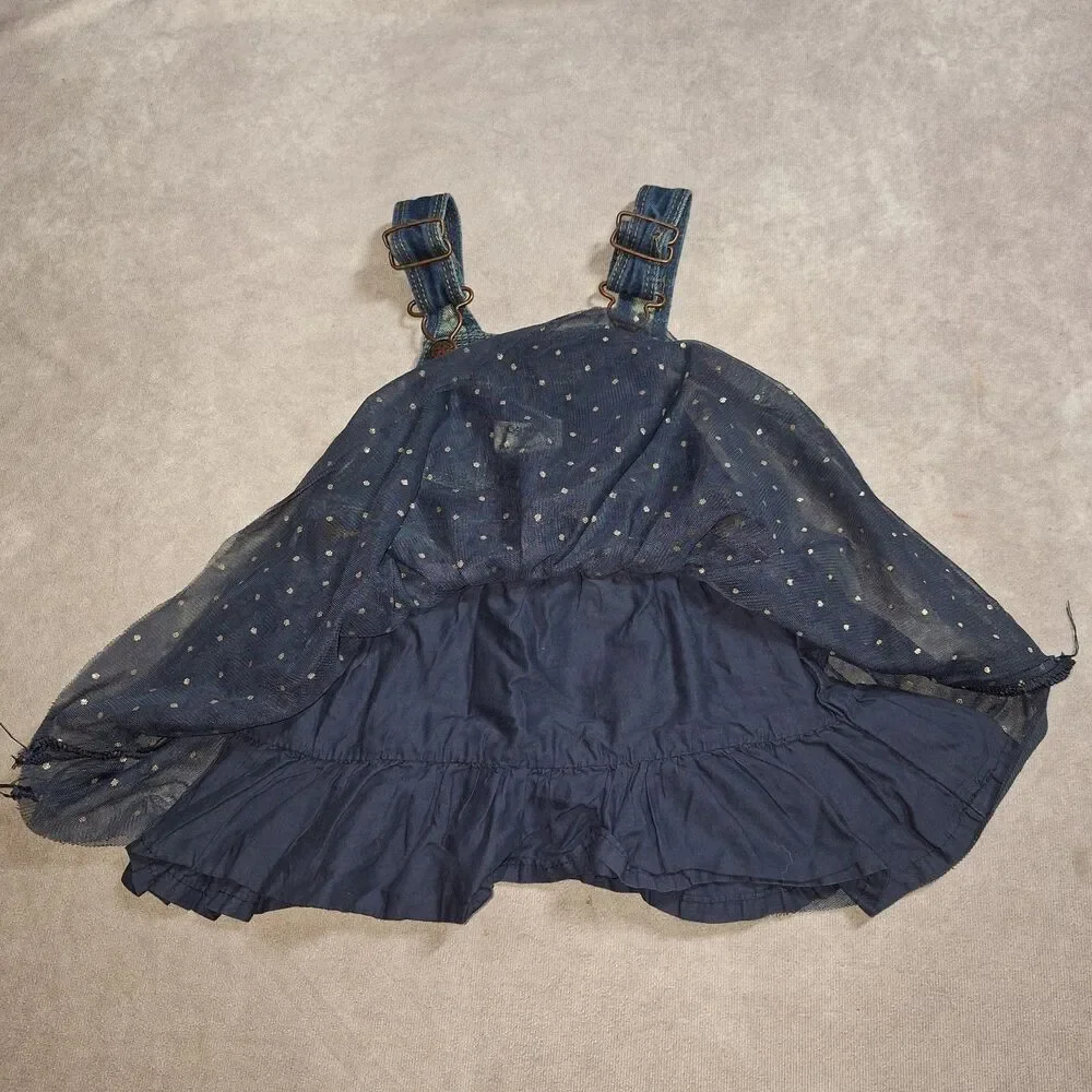 OshKosh B'gosh Girls 18M Denim Overall With Ruffle Skirt-Navy
