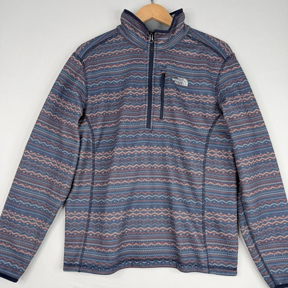 The North Face Men's Gordon Lyons 1/4 Zip Fleece SZ-M Blue & Multicolor Aztec‎