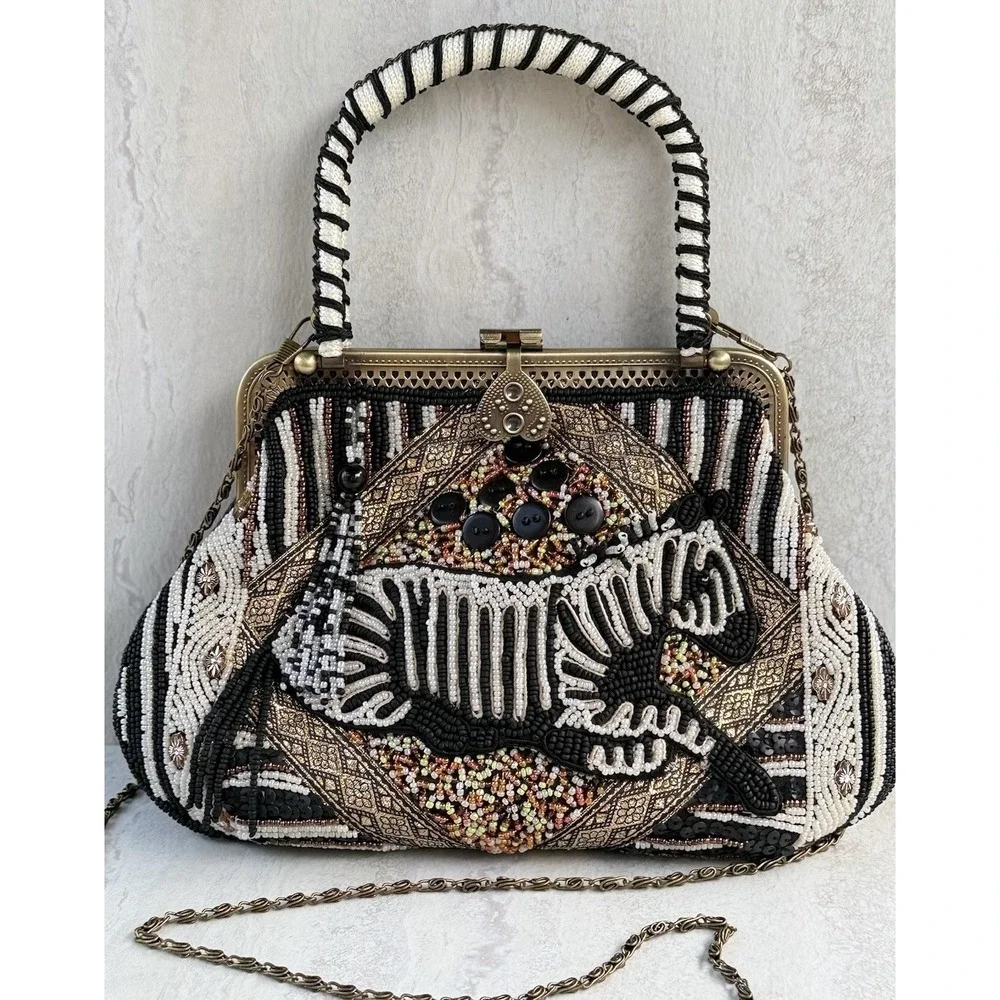 Vtg New Beaded Zebra Handbag Purse Coldwater Creek Mint Condition Never Used 666