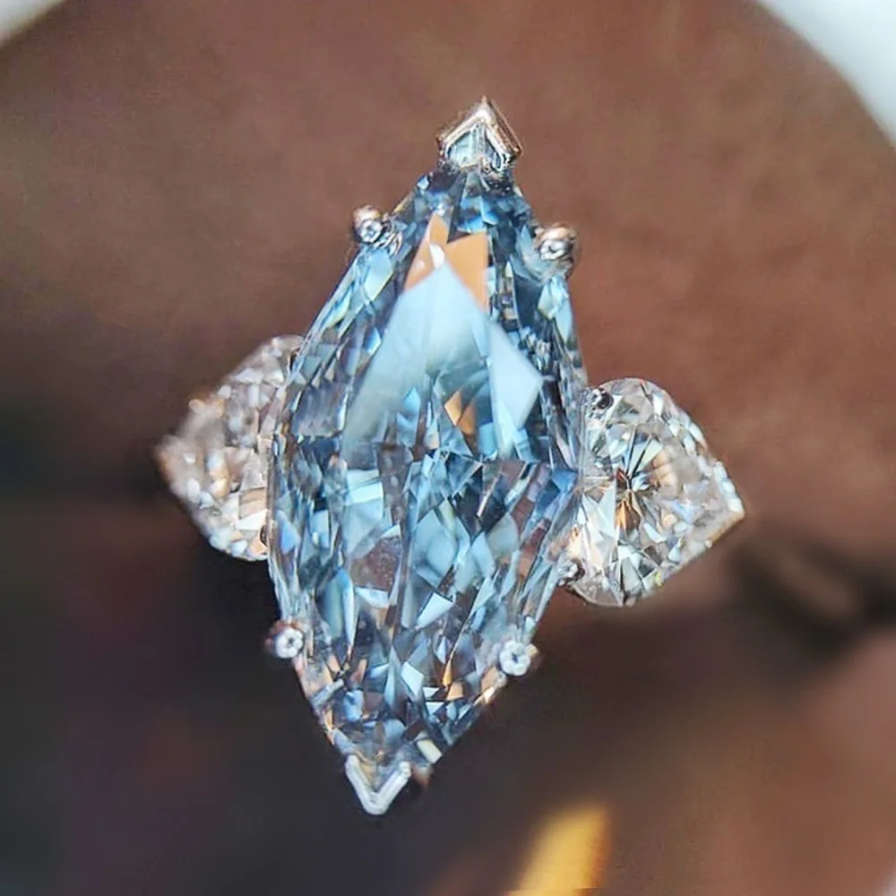 *ITZAYANA* Silver x Blue Zircon Fashion Ring Size 8