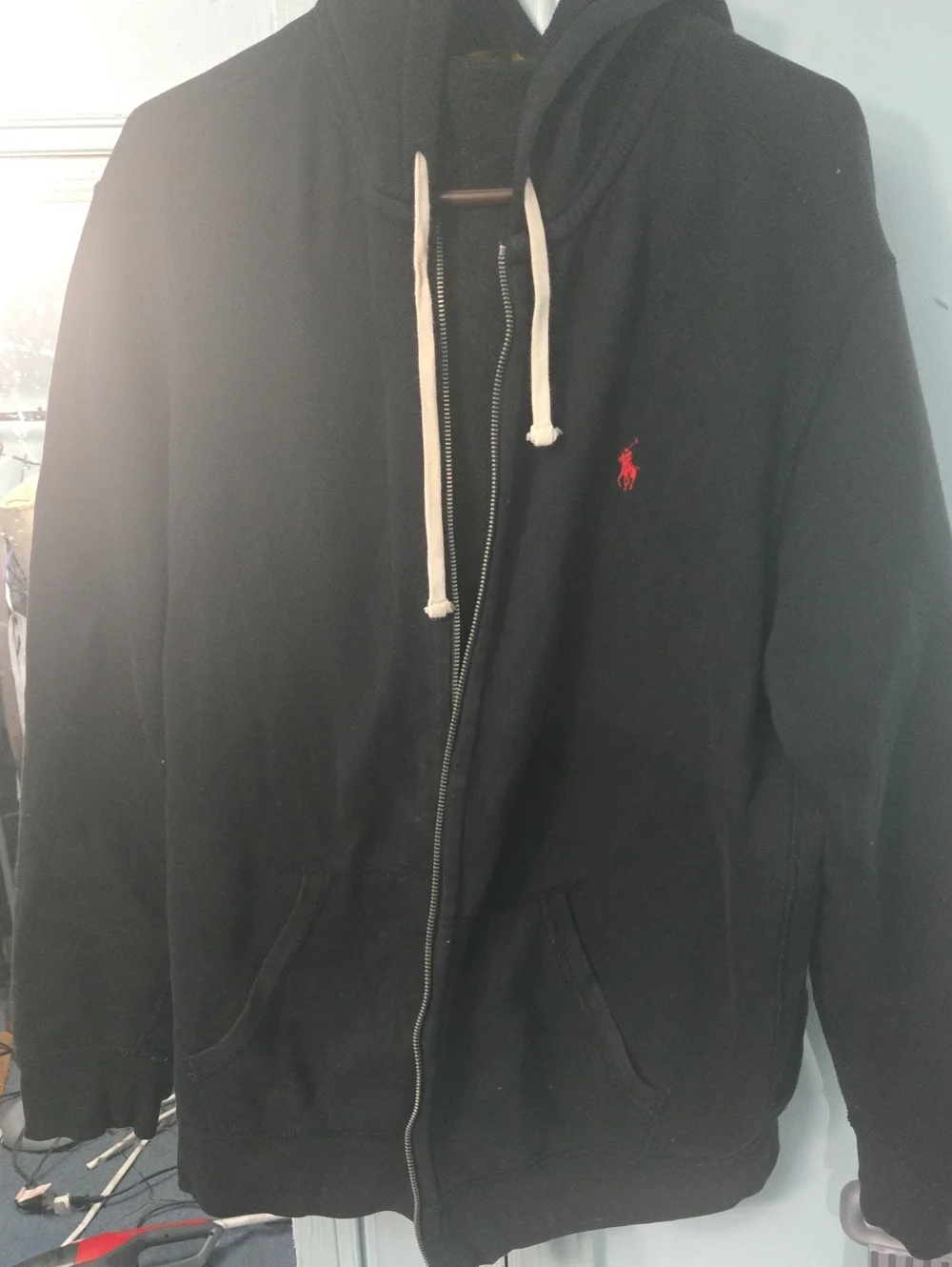 Polo by Ralph Lauren Black Zip-Up Hoodie with Red Pony