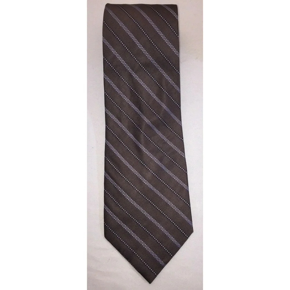NOS Calvin Klein Brown Striped Silk‎ Neck Tie 58