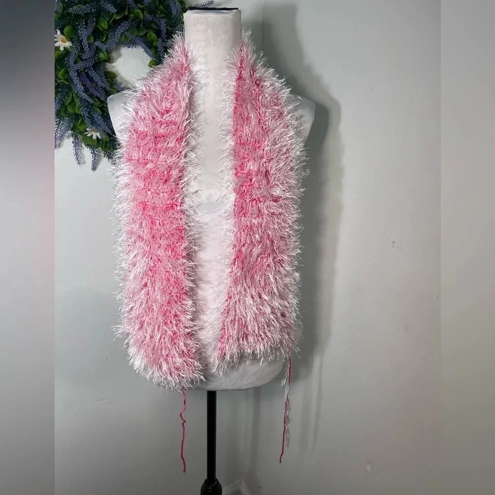 Pink and white eyelash Barbie core WhimsyGoth scarf 8WX39L Y2K Punk Feminine‎