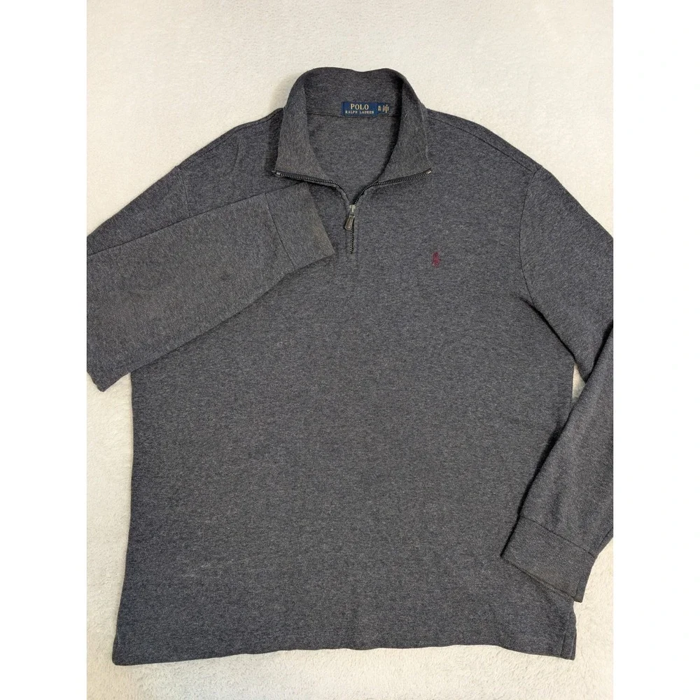 Polo Ralph Lauren Men's Sweater XL Gray 1/4 Zip Knit Pullover‎ Acrylic Blend