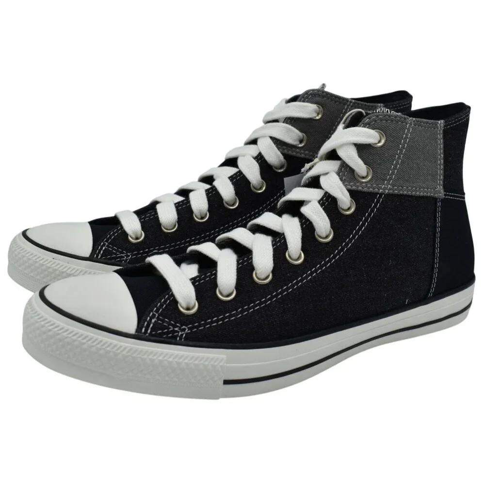 Converse Mens 12 Chuck‎ Taylor All Star Black Grey Patchwork High Top Sneakers
