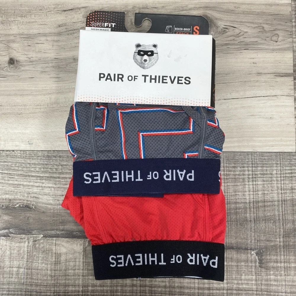 2 Pack of Mens Pair of Thieves SuperFit‎ Boxer Brief Underwear Red/Grey Size S