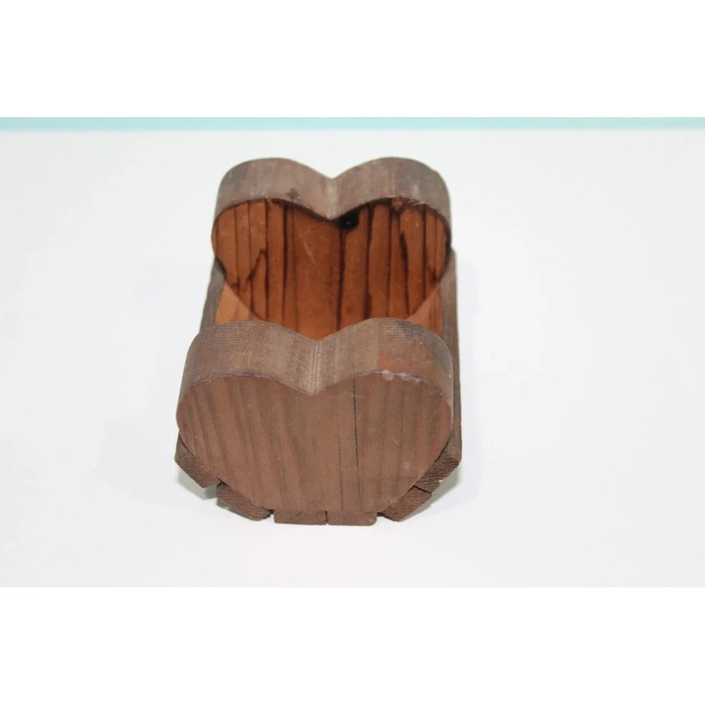 Rustic Wooden Heart Napkin Holder Primitive Farmhouse Dark Stain Wood Decor