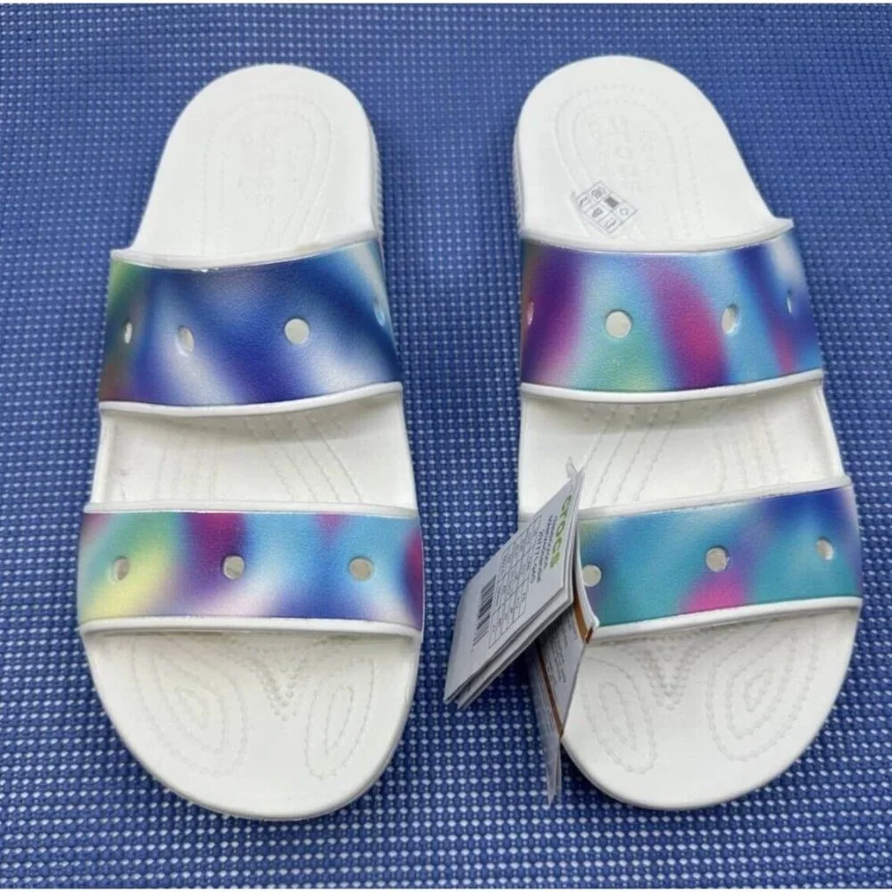 Crocs Classic Solarized Sandal Mens 12 White Multi New Ombre‎ Slides 207771-94S