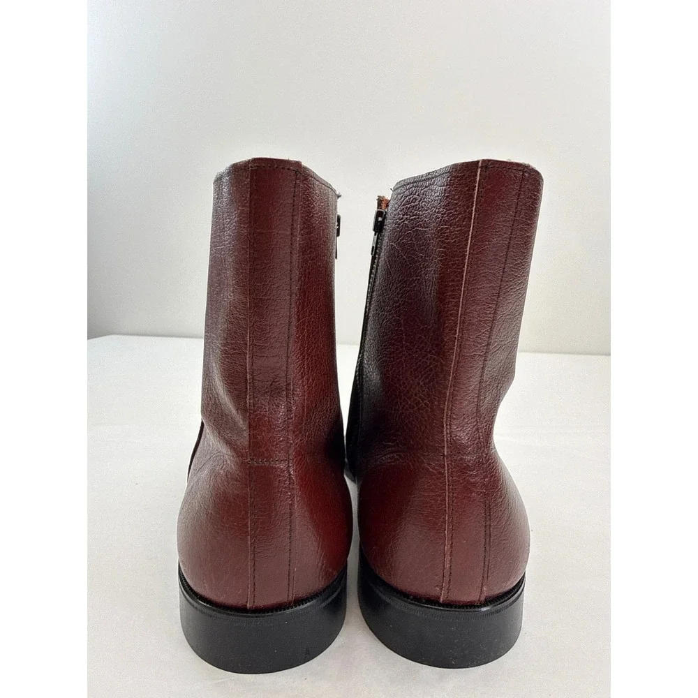 Buster Brown Vintage Mens Ankle Boots 6 Burgundy Leather Square Toe NOS NEW
