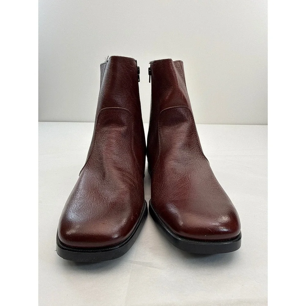 Buster Brown Vintage Mens Ankle Boots 6 Burgundy Leather Square Toe NOS NEW