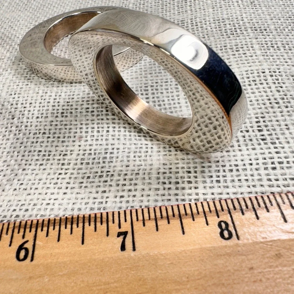 Crate‎ & Barrel Silver Napkin Rings Set of 6 Organic Asymmetric Shapes 620-211