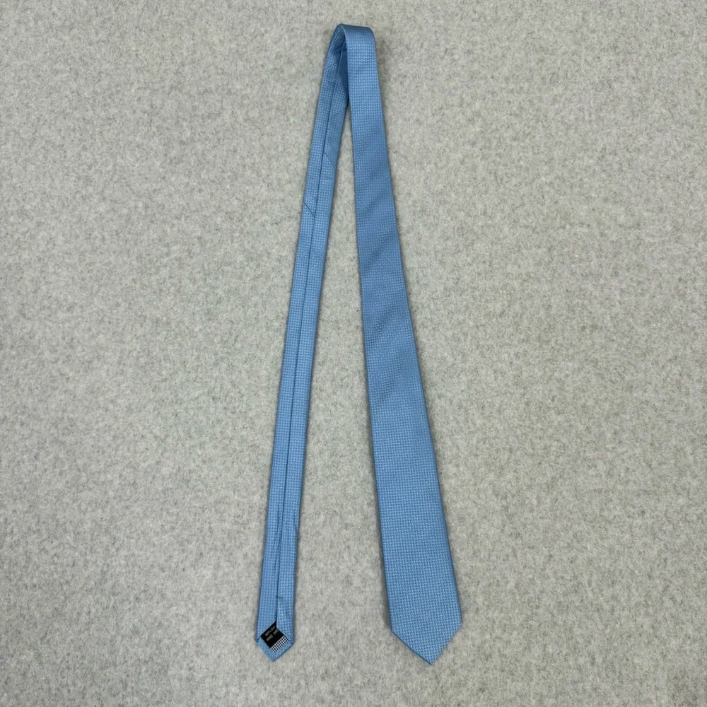 DUCHAMP Mens 100% Silk Neck Tie Blue Business Classic Preppy Modern Geometric