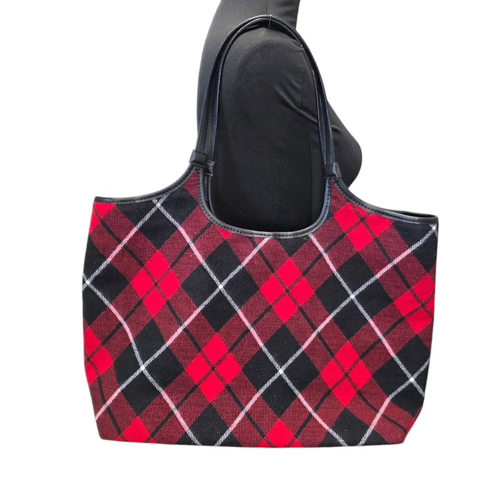 Victoria's Secret Red and Black Plaid Tote Bag