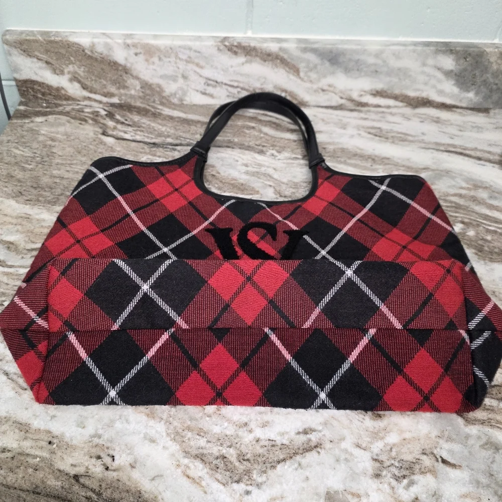 Victoria's Secret Red and Black Plaid Tote Bag