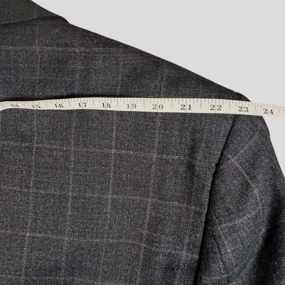 Pronto Uomo Platinum Grey Men 56L 2-Button‎ Windowpane 100% Wool Suit Jacket