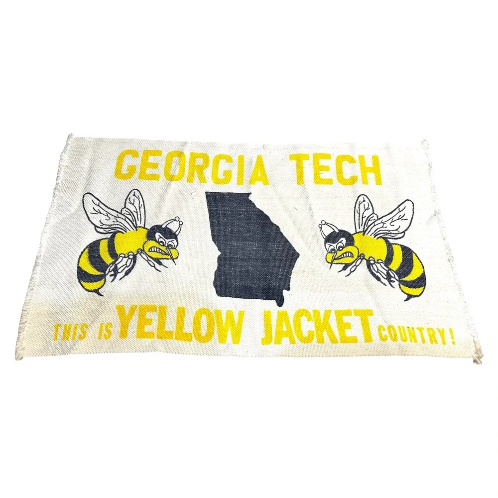 Vintage 1966 Georgia Tech Yellow Jackets Throw Blanket‎ Woven Banner Tapestry