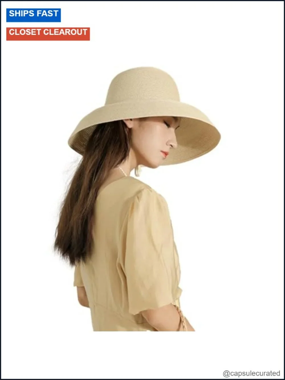 Wide Brim Foldable Paper Straw Sun Hat UPF 50+ Adjustable Women's Beach Travel
