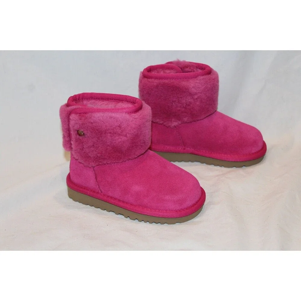 UGG MINI JONI SHEARLING‎ CUFF SUEDE BOOTS DNY FUSCHIA PINK NEW 7 TODDLER $115