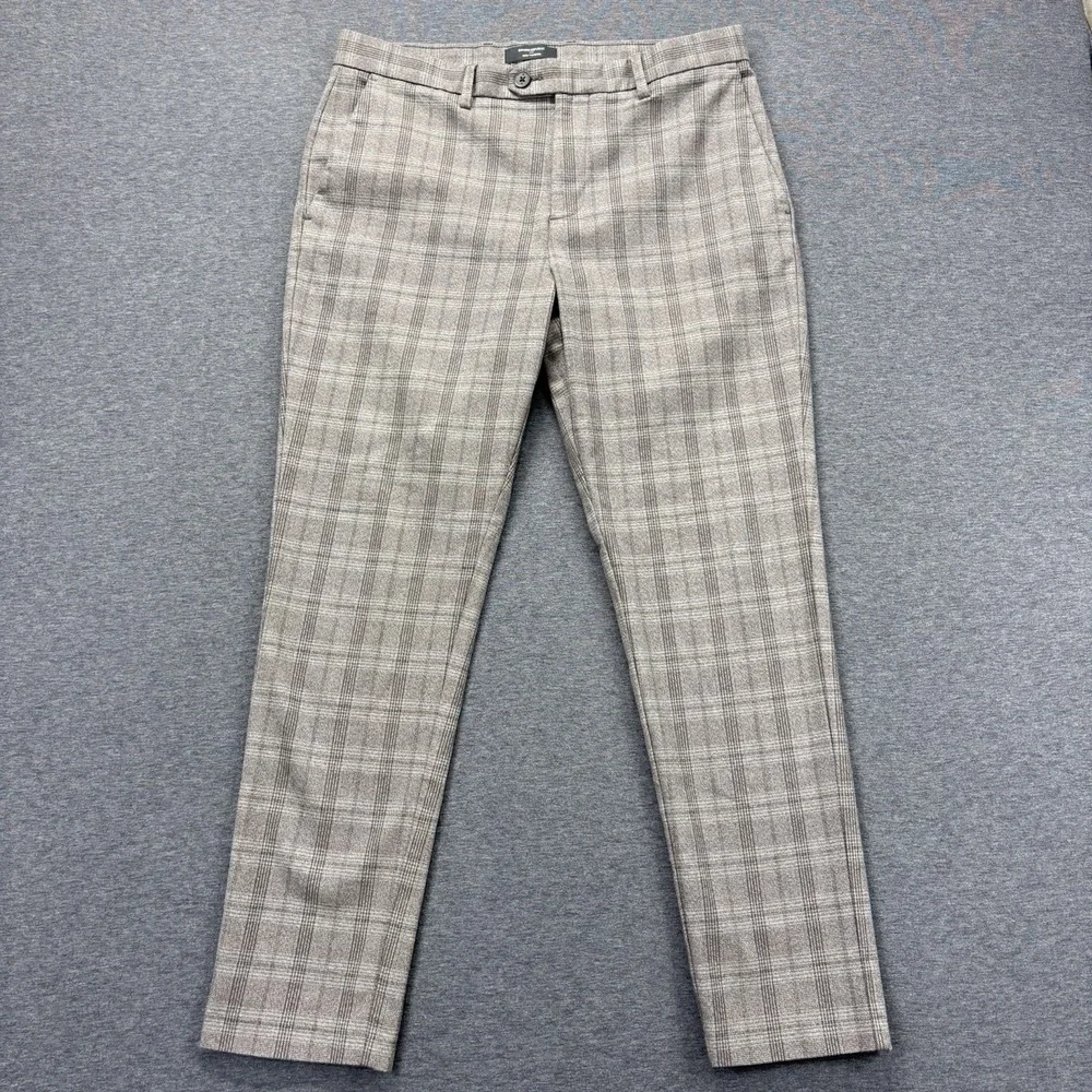 Banana Republic Dress Pants Mens 33x30 Gray Slim Tapered Window Pane Business