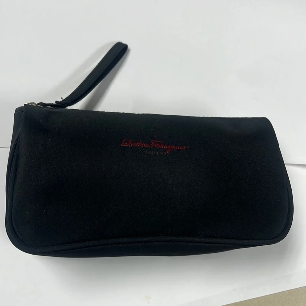 Salvatore Ferragamo Black Cosmetics Clutch Pouch