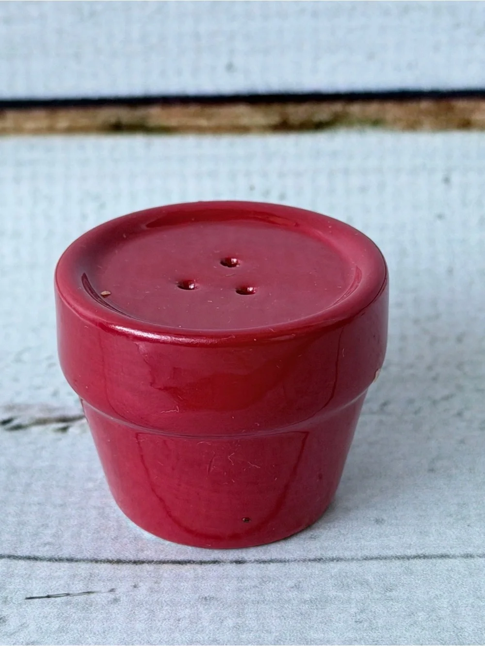 Red Ceramic Salt Shaker - Classic Gloss Finish