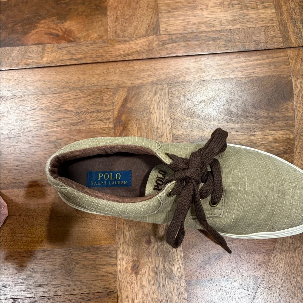 Polo by Ralph Lauren Men's Canvas Brown Tan Sneakers Size 10.5 Padded Insole