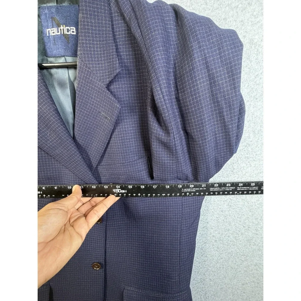 Nautica Blazer Mens 44R Blue Check Wool Sport Coat Jacket Lord &‎ Taylor Classic