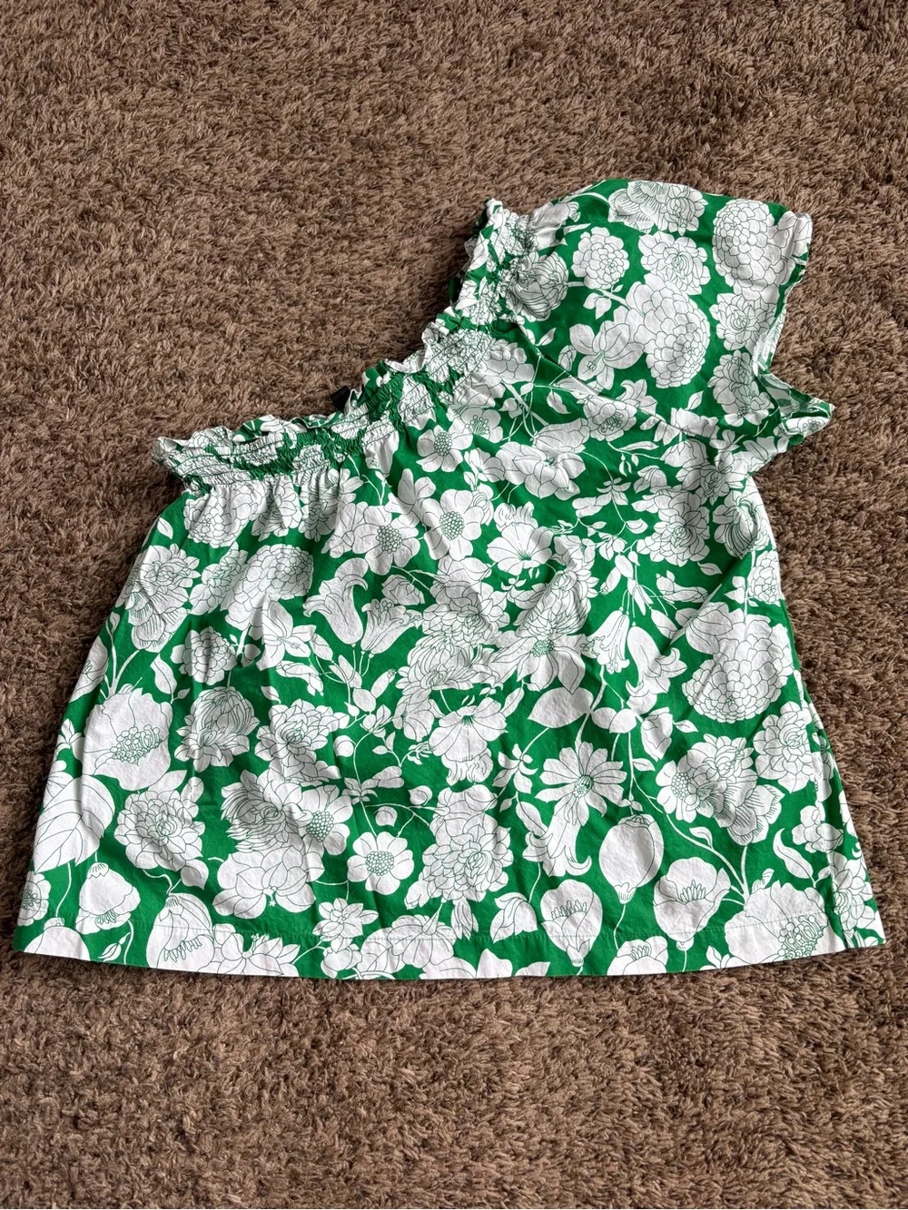 J.CREW‎ Smocked one-shoulder top in Kelly floral Blouse S