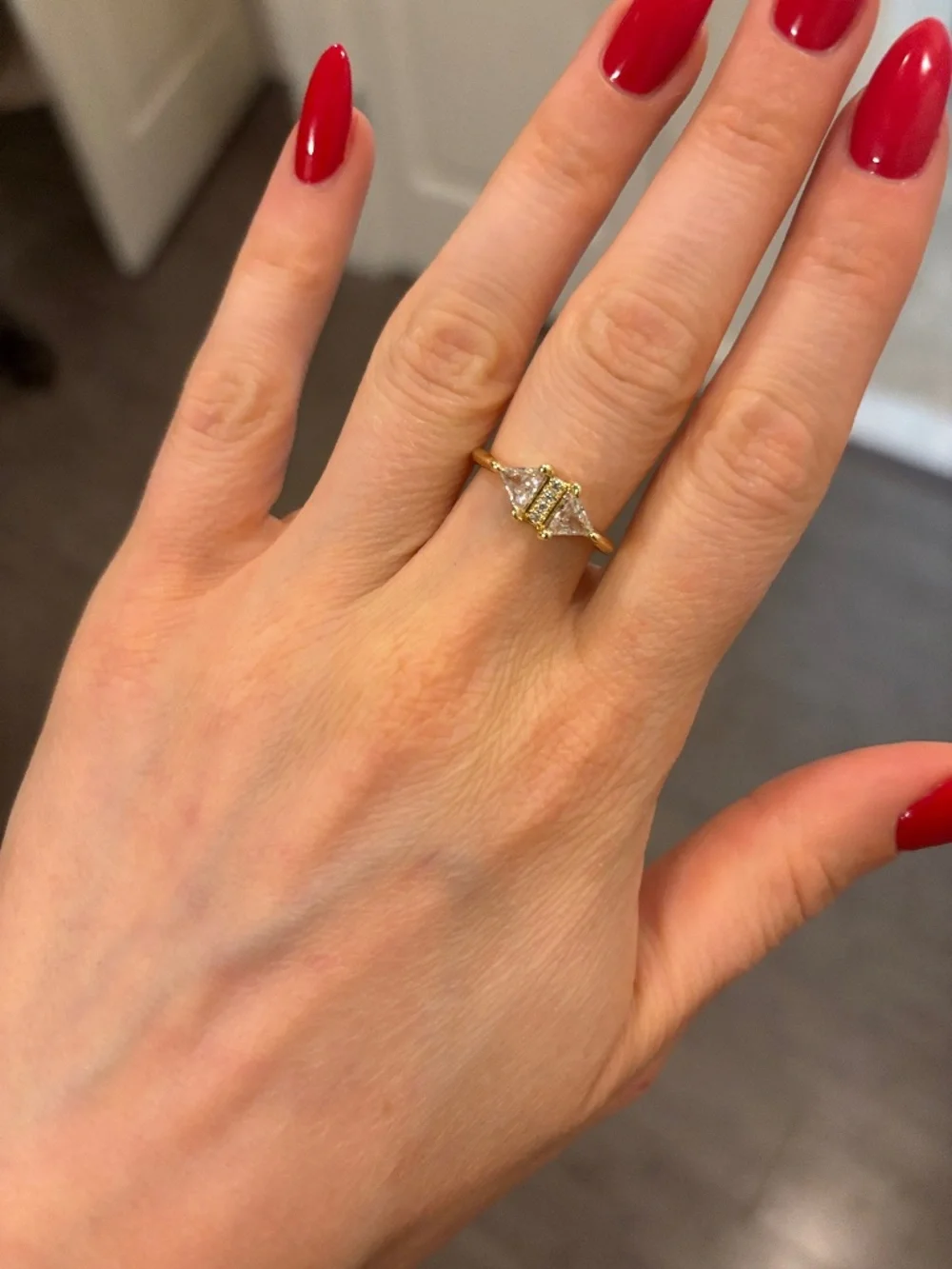 The Sahale Gold geometric triangle Accent Stackable Ring - Women Jewelry ring