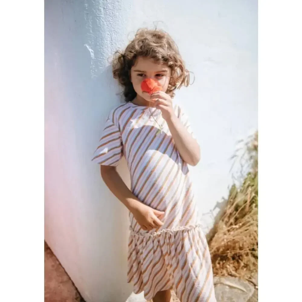 Soft Gallery Candy Stripe  girls ecru summer short sleeve dress size 12