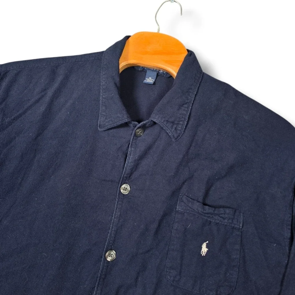 Polo Ralph Lauren Navy Blue Oxford Long Sleeve Button Up Shirt Mens XL Pony Logo