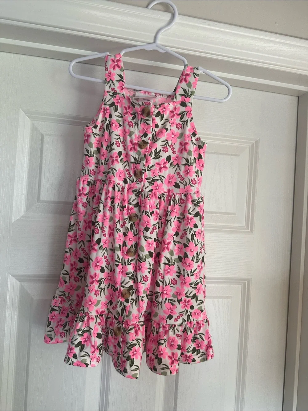 Little Lass Pink Floral Sundress with Ruffle Hem