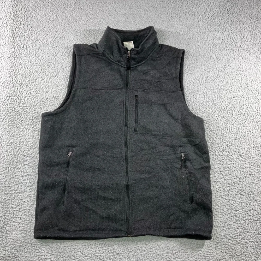 The North Face Gordon Lyons Fleece Vest Men XL Black Full Zip‎ Sweater Knit