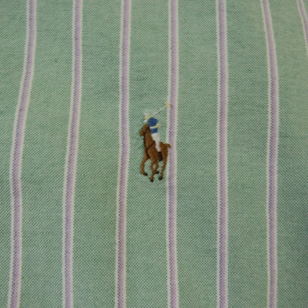 Ralph Lauren Shirt Mens XL Green Stripe Classic‎ Fit Short Sleeve Button Down