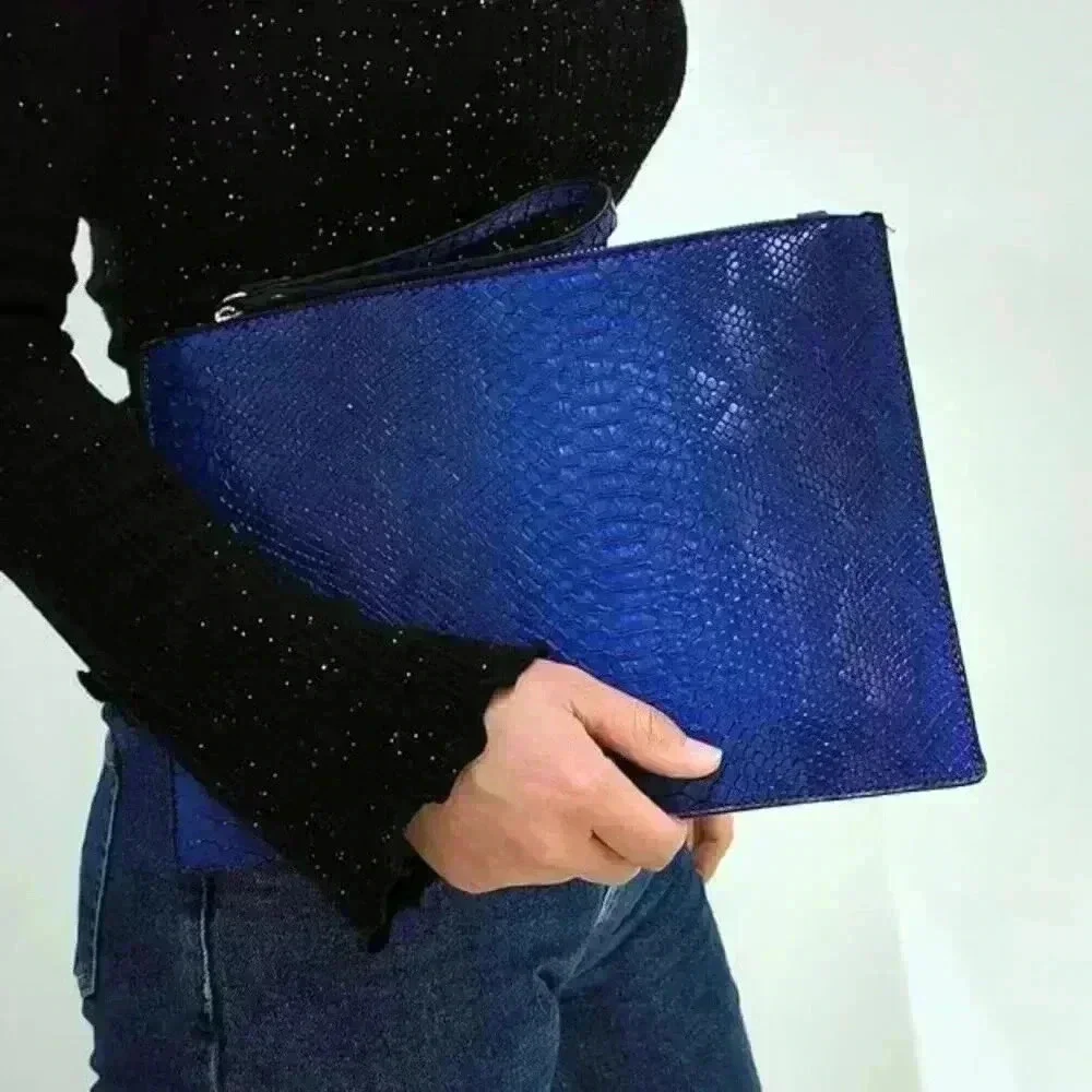 Women Clutches Fashion Snakeskin PU Leather Party Envelope Purse Bag with Hand S