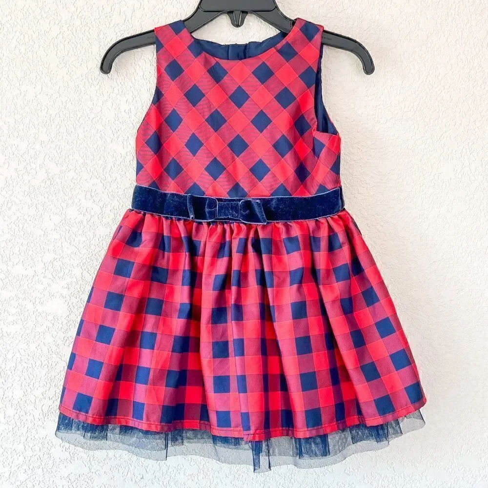 Cat & Jack Plaid Tulle Holiday Dress, Size 18M