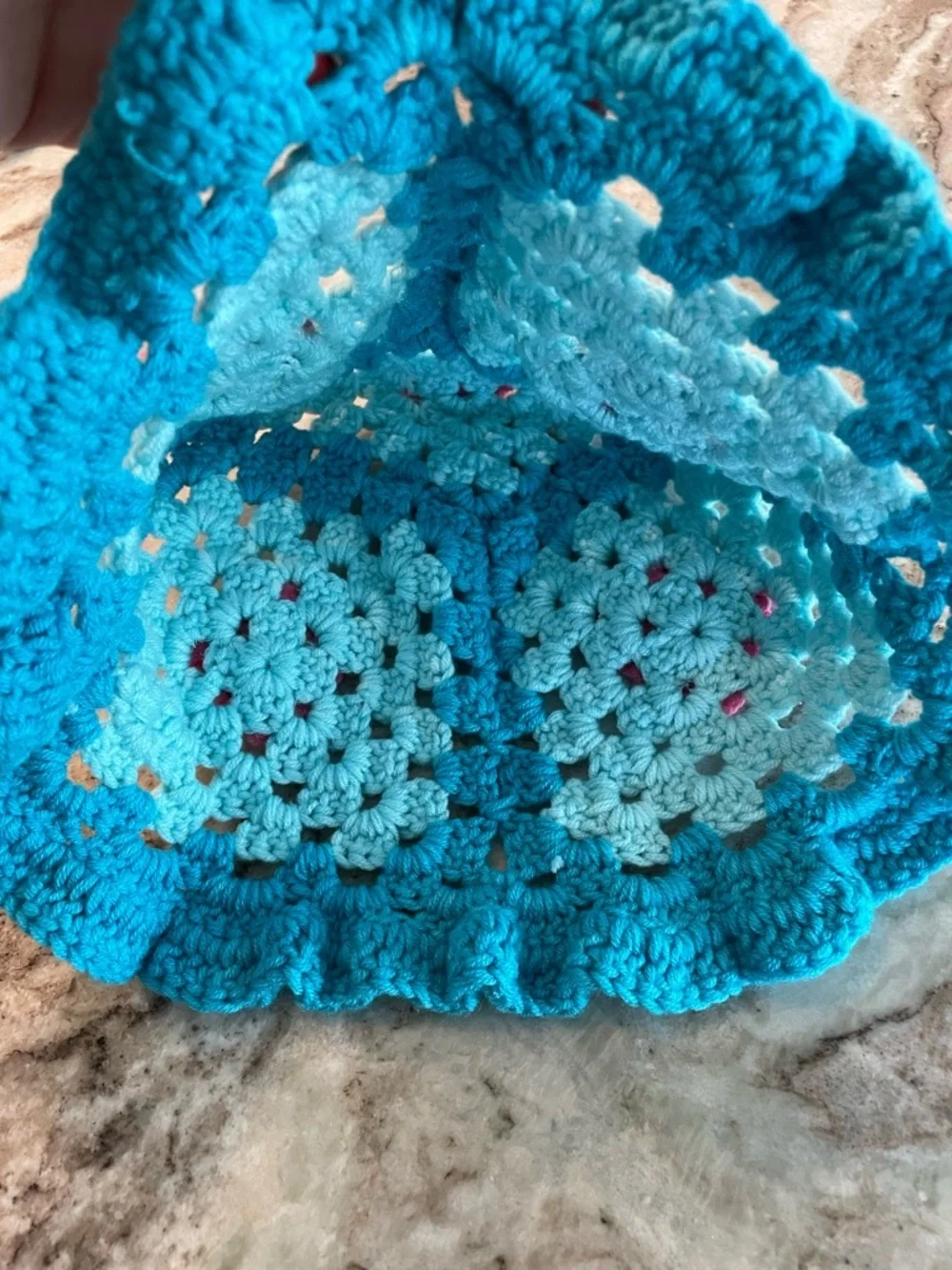 Strawberry Knitted Crochet Bucket Hat Y2K Granny Square Cap