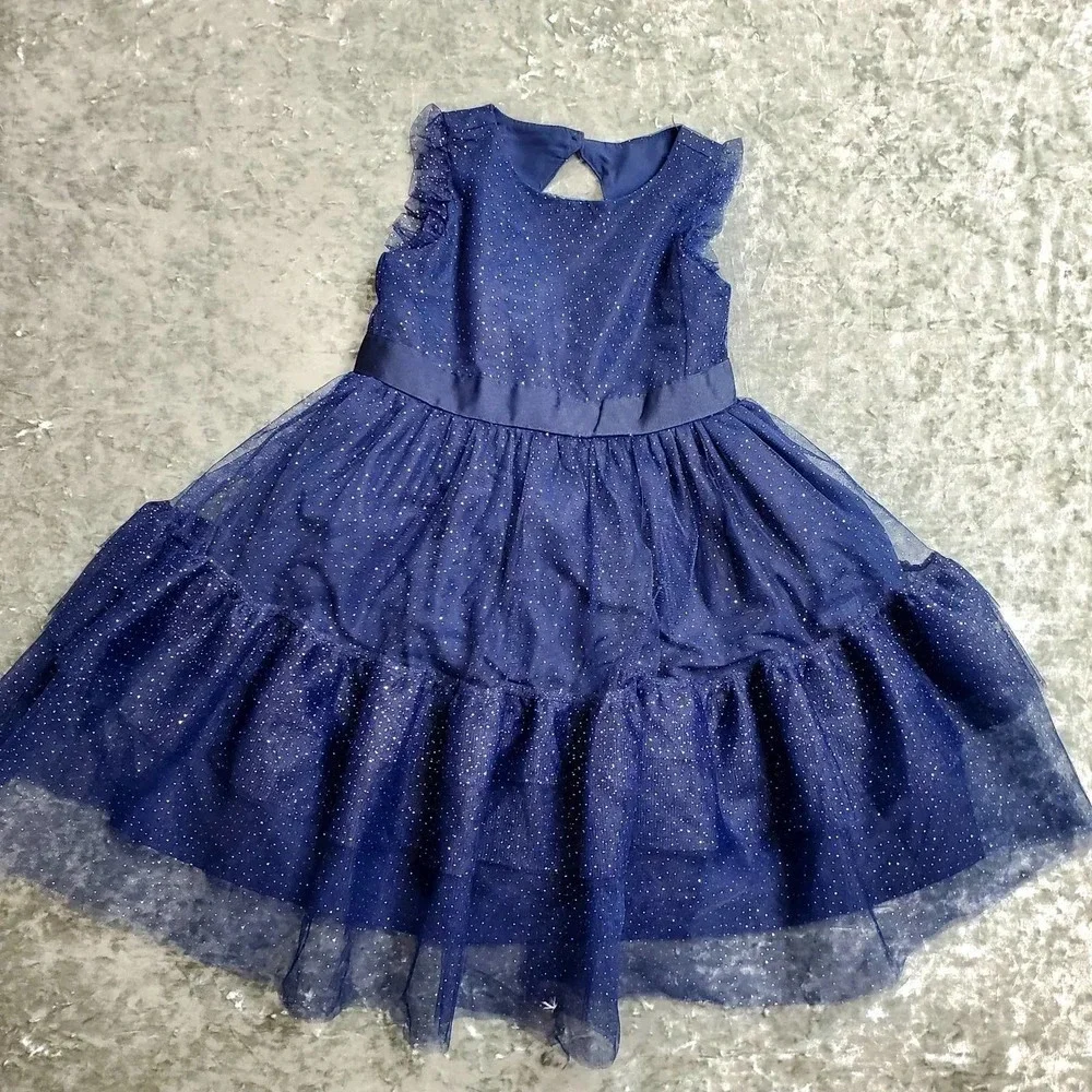 Janie‎ & Jack Blue Glitter Tulle Tiered Dress