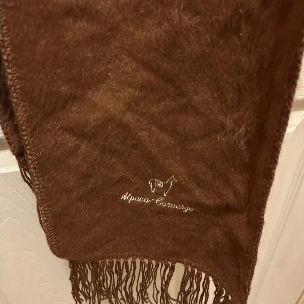 Alpaca Camargo Wool Brown Fringe Scarf