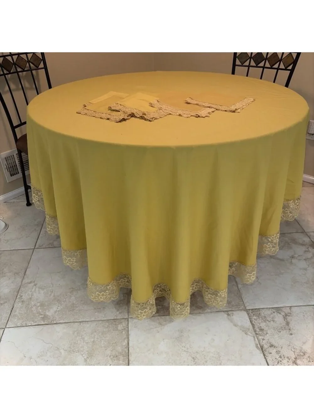 Vintage Harvest Gold Tablecloth Oval 66x110