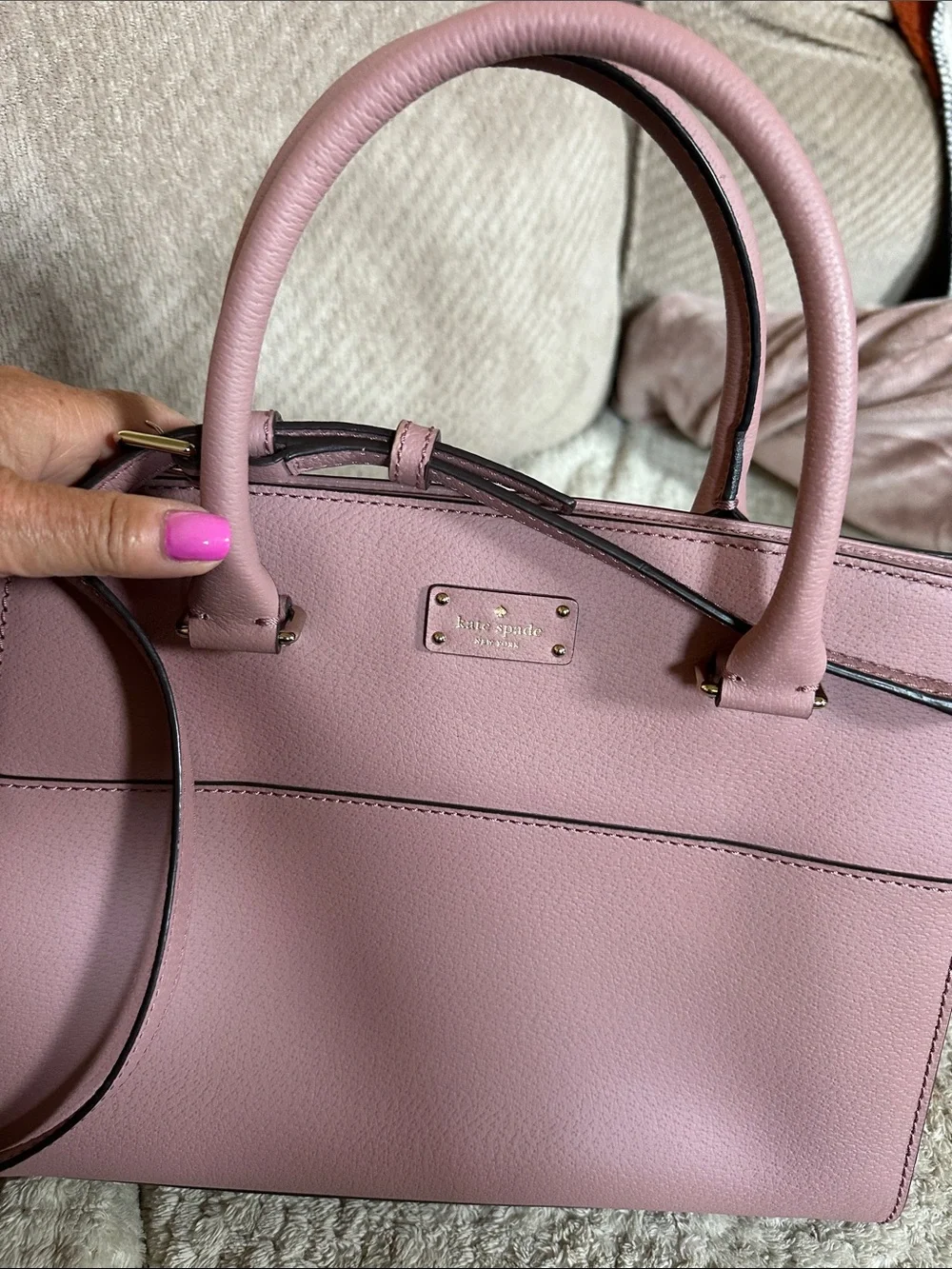 kate spade Pink Leather Satchel with Crossbody Strap