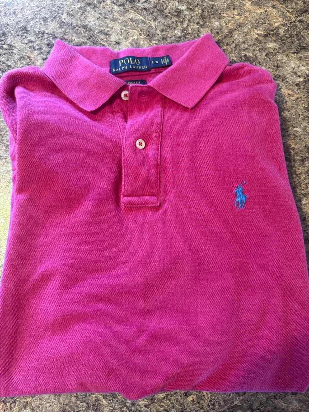Ralph Lauren Magenta Polo with Blue Pony Embroidery