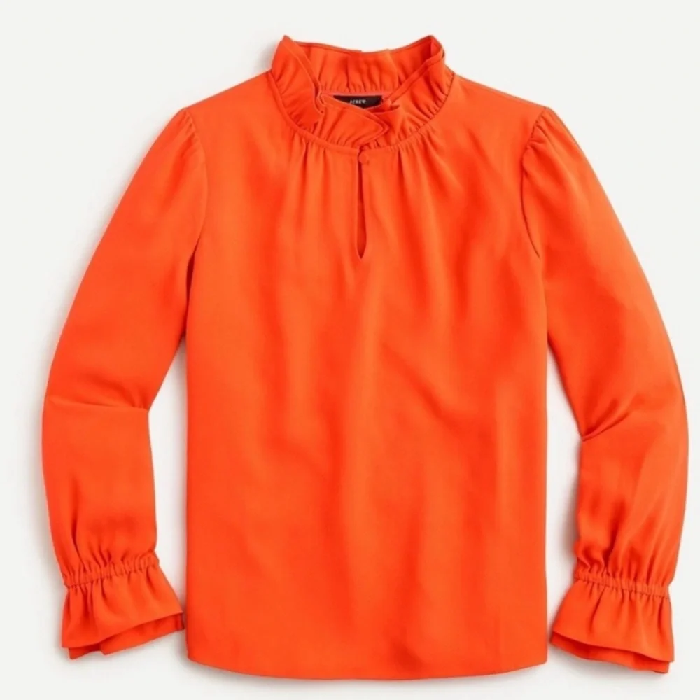 J. Crew Keyhole Ruffleneck blouse in 365 crepe