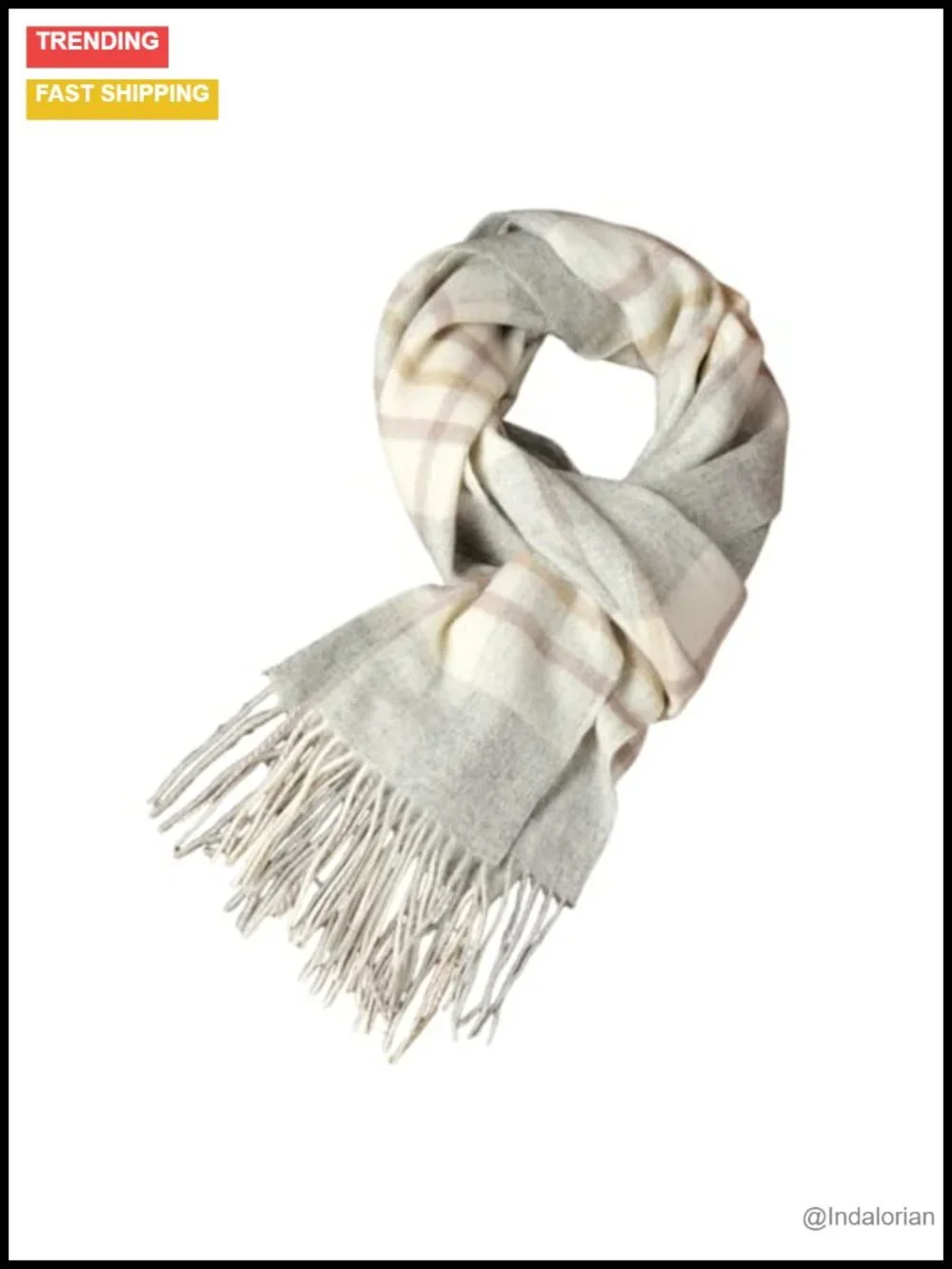 100% Wool Plaid Scarf with Tassels, Unisex Winter Neck Wrap Shawl