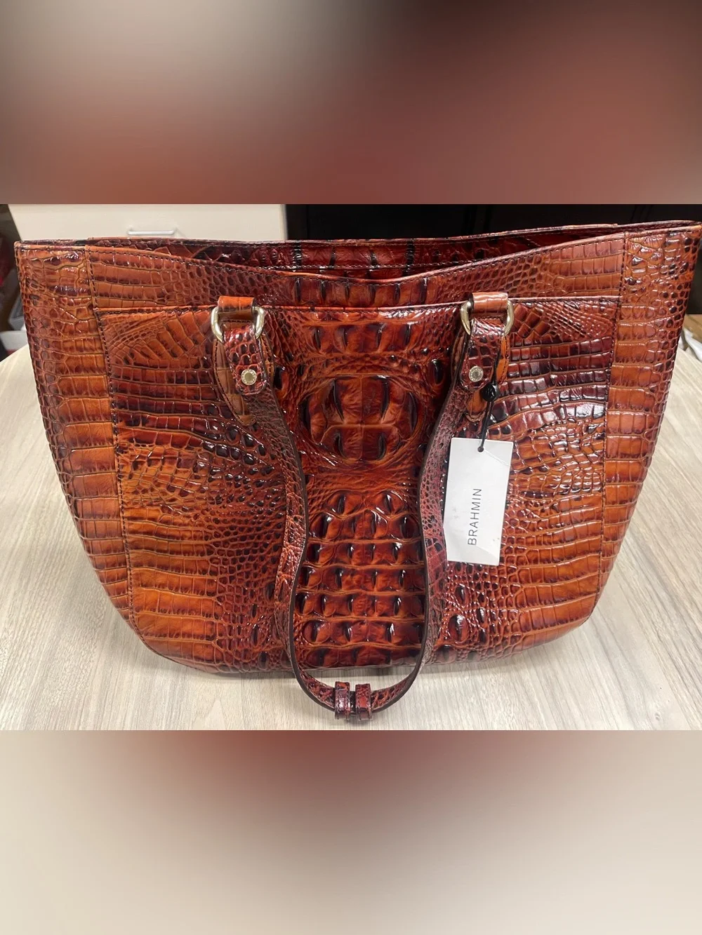 Brahmin croc embossed